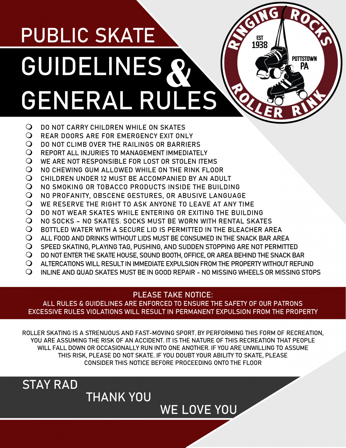 Rink Rules Ringing Rocks Roller Rink